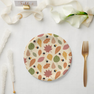 Assiettes En Carton Dîner Thanksgiving Terme Feuilles d'automne
