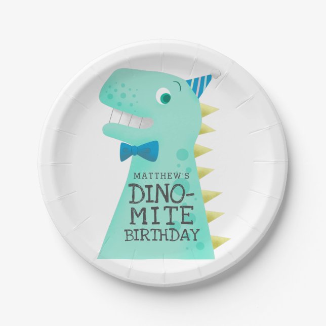 Assiettes En Carton DINO-MITE Dinosaur Boys Anniversaire (Devant)