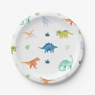 Assiettes En Carton Dino Party coloré Dinosaur Plaques papier d'annive