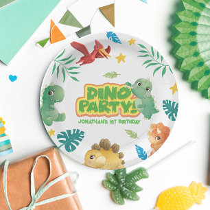 Assiettes En Carton Dino Thème Cute Dinosaur 1er Anniversaire
