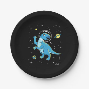 Assiettes En Carton Dinos Rhabdodon Bleu Dans L'Espace