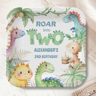 Assiettes En Carton Dinosaur 2e anniversaire garçon Jurassic Dino