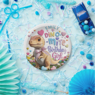 Assiettes En Carton Dinosaur Adventure Girl Joyeux anniversaire