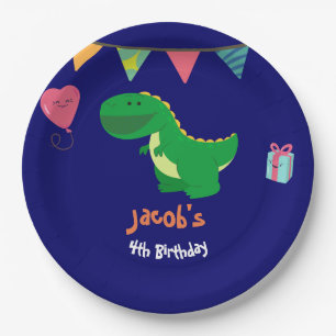 Assiettes En Carton Dinosaur Anniversaire Fête Bannière Garçons Amusan