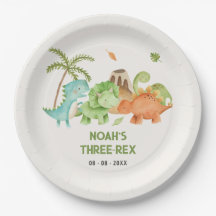 Dinosaur Anniversaire Plaques Papier de fête Boy C