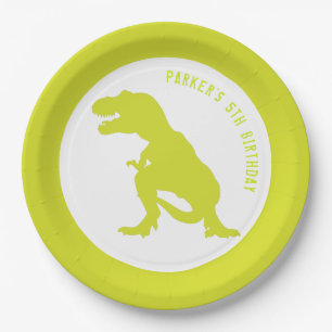 Assiettes En Carton Dinosaur Anniversaire Vert