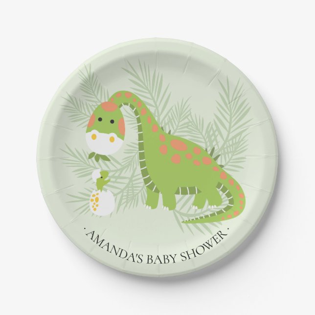 Assiettes En Carton Dinosaur Boys Baby shower 7" (Devant)