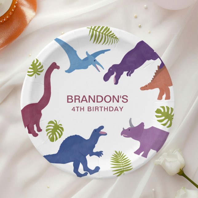 Assiettes En Carton Dinosaur Cute Dino Enfant fête d'anniversaire (Créateur téléchargé)