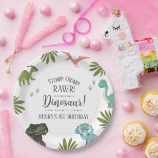 Assiettes En Carton Dinosaur fête d'anniversaire