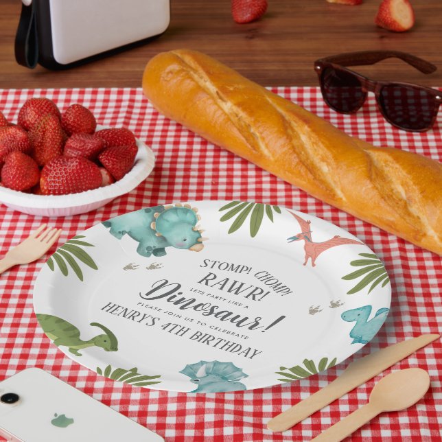 Assiettes En Carton Dinosaur fête d'anniversaire (Pique-nique)