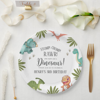 Assiettes En Carton Dinosaur fête d'anniversaire