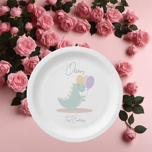 Assiettes En Carton Dinosaur Fille rose bleu Lilac fête d'anniversaire (Créateur téléchargé)