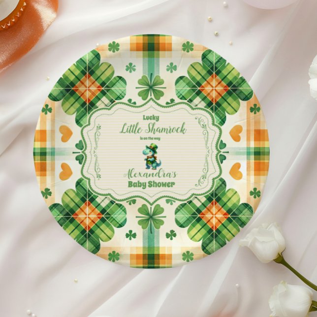 Assiettes En Carton Dinosaur Lucky Little Shamrock (Créateur téléchargé)