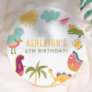 Assiettes En Carton Dinosaur mignon Fête d'Anniversaire Neutre Sur Le 
