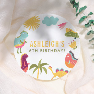 Assiettes En Carton Dinosaur mignon Fête d'Anniversaire Neutre Sur Le 