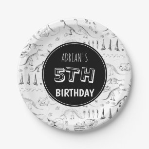Assiettes En Carton Dinosaur Os Fossiles Motifs Âge d'anniversaire