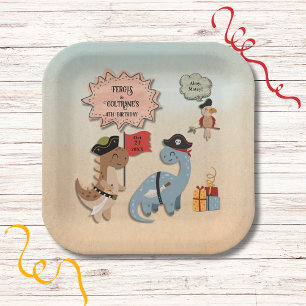 Assiettes En Carton Dinosaur Pirate Anniversaire Fête Jumeaux Personna