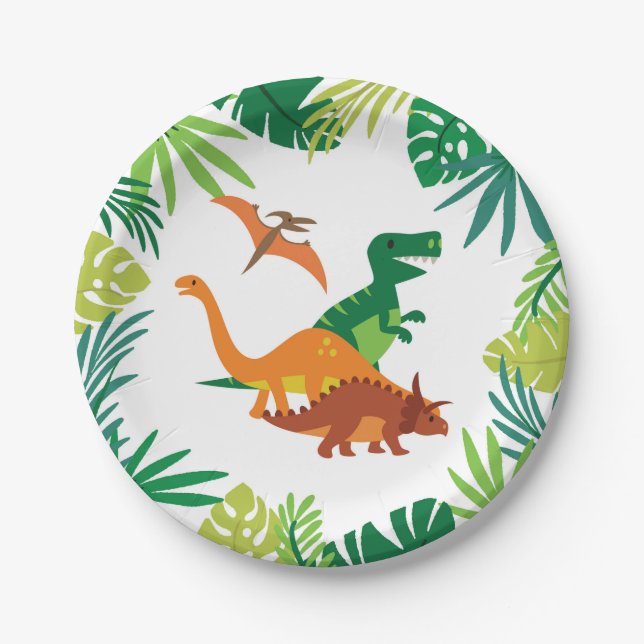 Assiettes En Carton Dinosaur Plates Garçon (Devant)