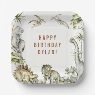 Assiettes En Carton Dinosaur Thème Anniversaire