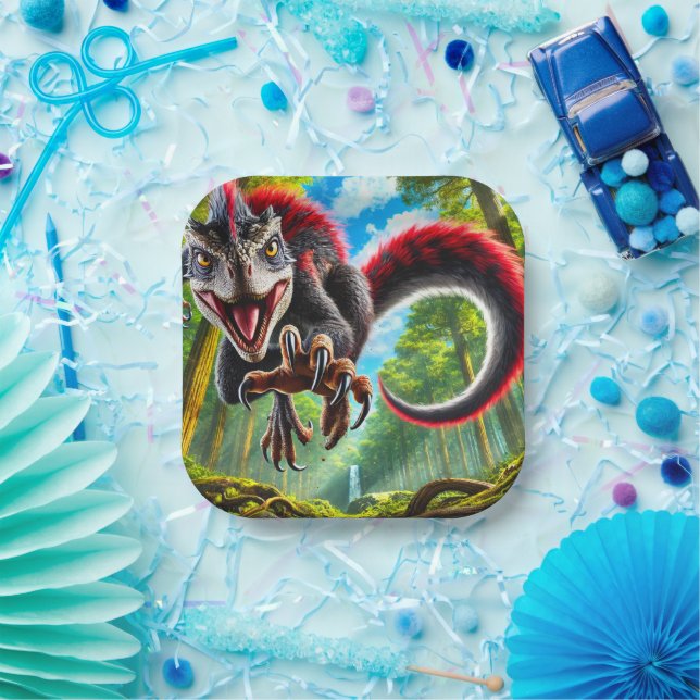 Assiettes En Carton Dinosaure (Fête)