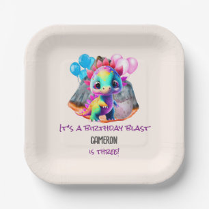 Assiettes En Carton Dinosaure Anniversaire coloré pour être une explos