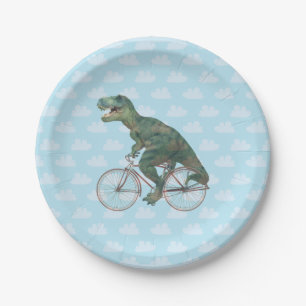 Assiettes En Carton Dinosaure Dinosaur TRex vélo
