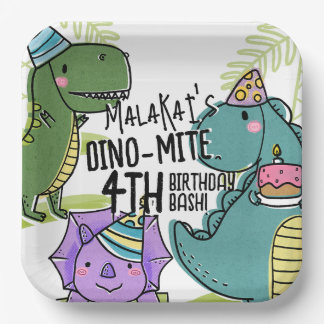 Assiettes En Carton Dinosaure fête d'anniversaire de Dino-Mite