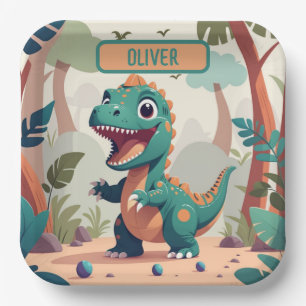 Assiettes En Carton Dinosaure Personnalisé Mignon