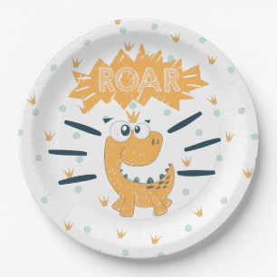 Assiettes En Carton Dinosaure ROAR Plaque papier d'anniversaire