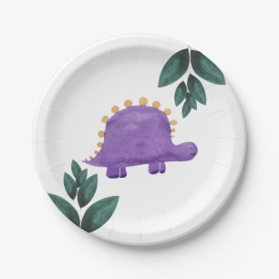 Assiettes En Carton Dinosaure Violet Jour de l'Enfant Dino Vert Annive