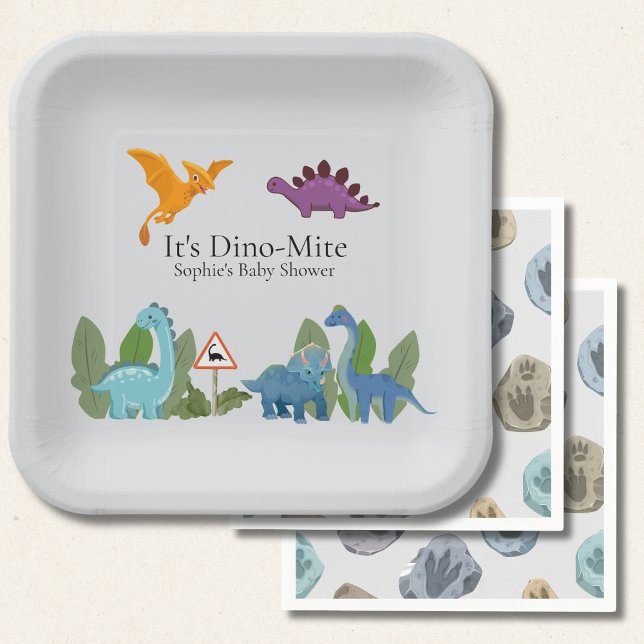 Assiettes En Carton Dinosaurs Baby Shower Paper Plate (Créateur téléchargé)