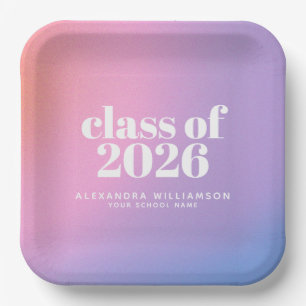 Assiettes En Carton Diplômé 2026 Dégradé Violet Personnalisé