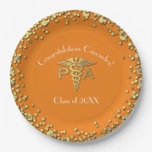 Assiettes En Carton Diplômé Assistant de Médecine AM Or Doré