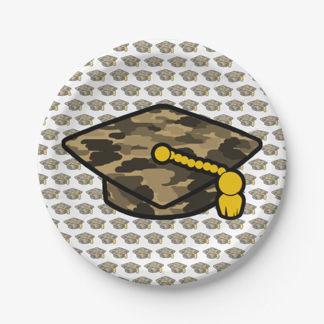 Assiettes En Carton Diplôme de Cap Khaki Camo (Devant)