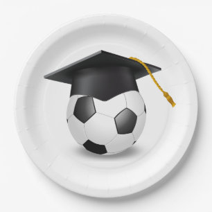 Assiettes En Carton Diplôme de fin d'études sur un ballon de football