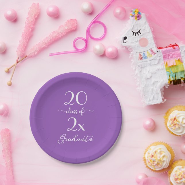 Assiettes En Carton Diplômé de la promotion 2023 de la classe Violet É (Fête)
