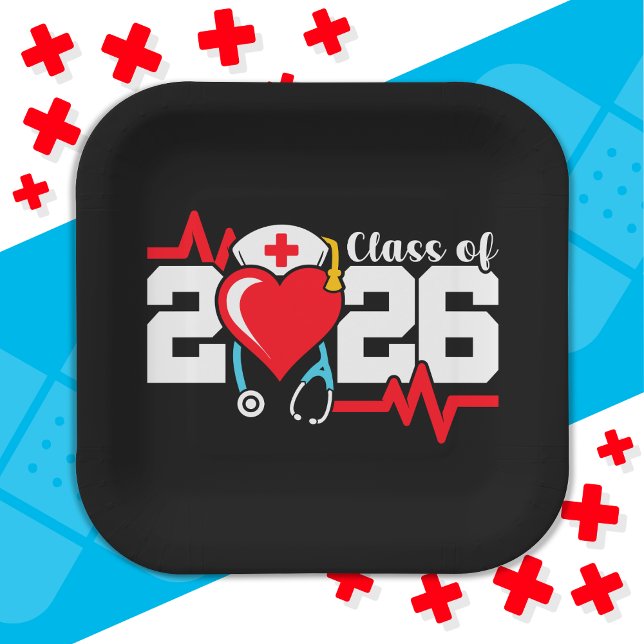 Assiettes En Carton Diplômé de l'école de soins infirmiers 2026 Diplôm (Créateur téléchargé)