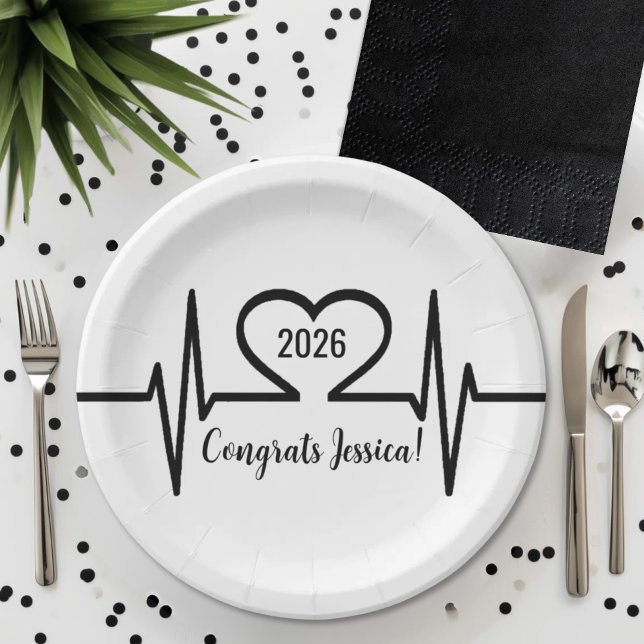 Assiettes En Carton Diplôme de médecine (Simple Nurse Medical Graduation Paper Plates)