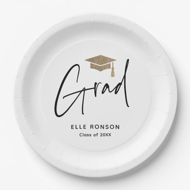 Assiettes En Carton Diplôme écriture moderne  (Devant)