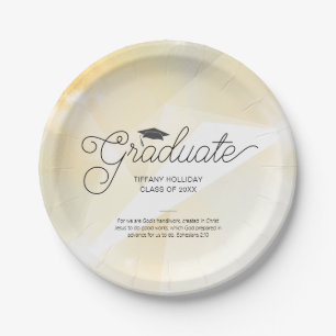 Assiettes En Carton Diplômé Gold Abstrait avec Verse Bible