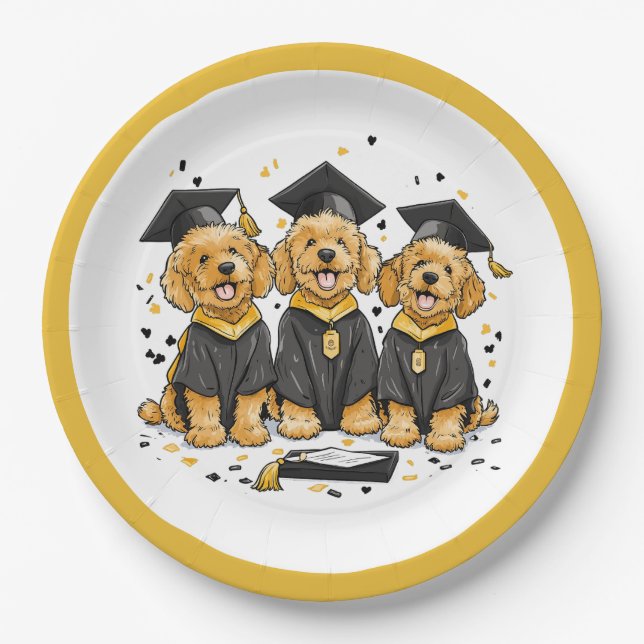 Assiettes En Carton Diplôme Goldendoodle Chiens (Devant)