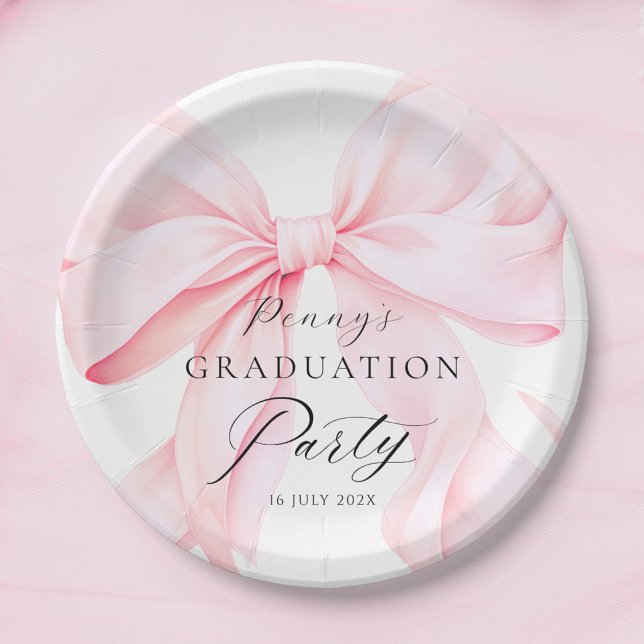 Assiettes En Carton Diplôme Ruban Rose  (Créateur téléchargé)