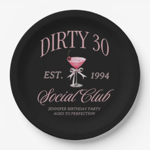 Assiettes En Carton Dirty 30 Coquette Martini & Bow Anniversaire