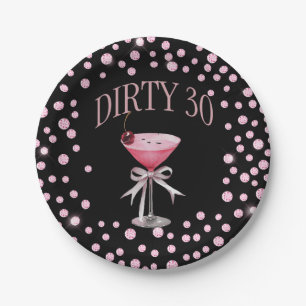 Assiettes En Carton Dirty 30 Pink Coquette fête d'anniversaire