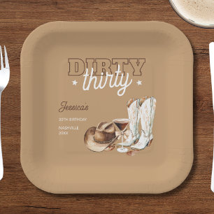 Assiettes En Carton Dirty Thirty Western Country 30e fête d'anniversai