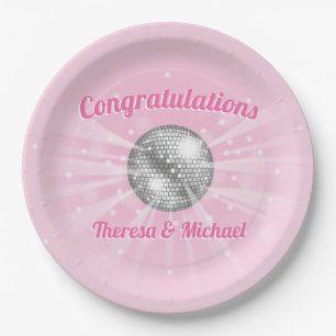 Assiettes En Carton Disco Ball Baby shower fille rose Super