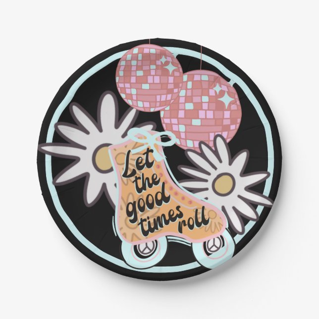 Assiettes En Carton Disco Roller Skate Party (Devant)