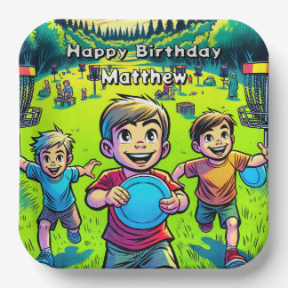 Assiettes En Carton Disque personnalisé Golf Boy's Birthday