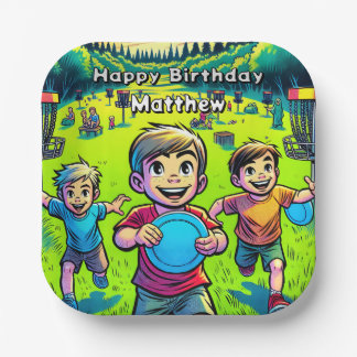 Assiettes En Carton Disque personnalisé Golf Boy's Birthday