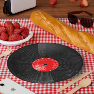 Assiettes En Carton Disque vinyle rétro - Amoureux de la musique
